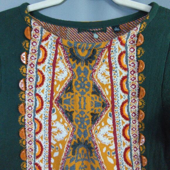 Anthropologie Knitted Knotted Sweater Dress Womens S Green Lanka Tapestry - Picture 2 of 7